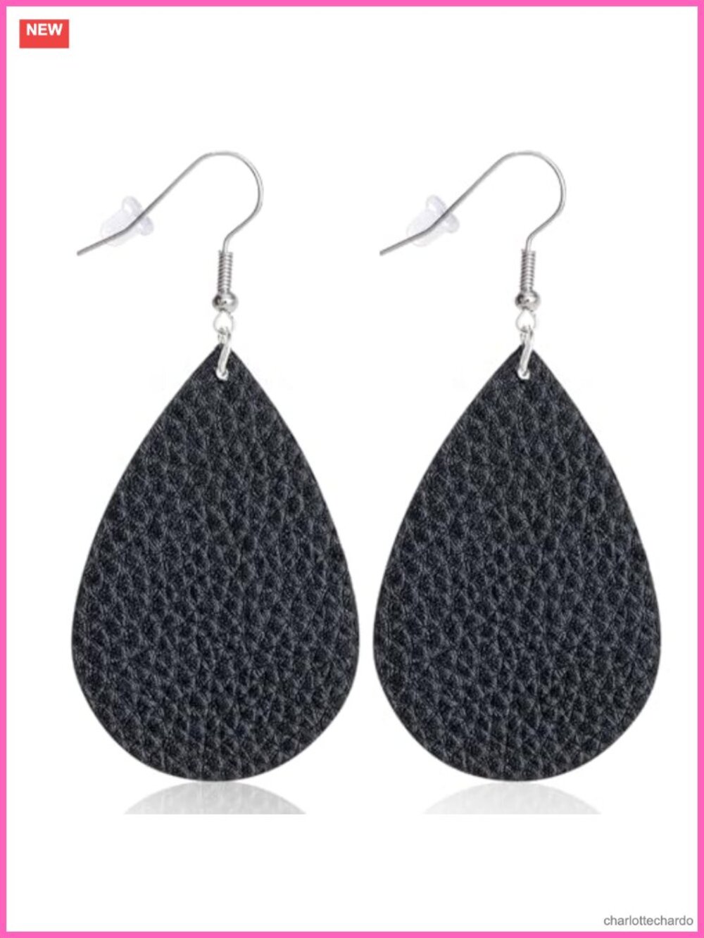 Faux Leather Teardrop Drop Earrings for Women Lightweight Dangle